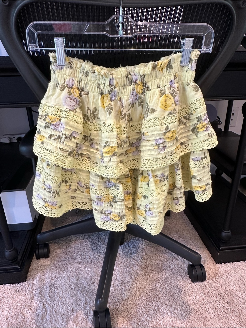 Aerie Rock and Ruffle Mini Skirt - Yellow Size Extra Small